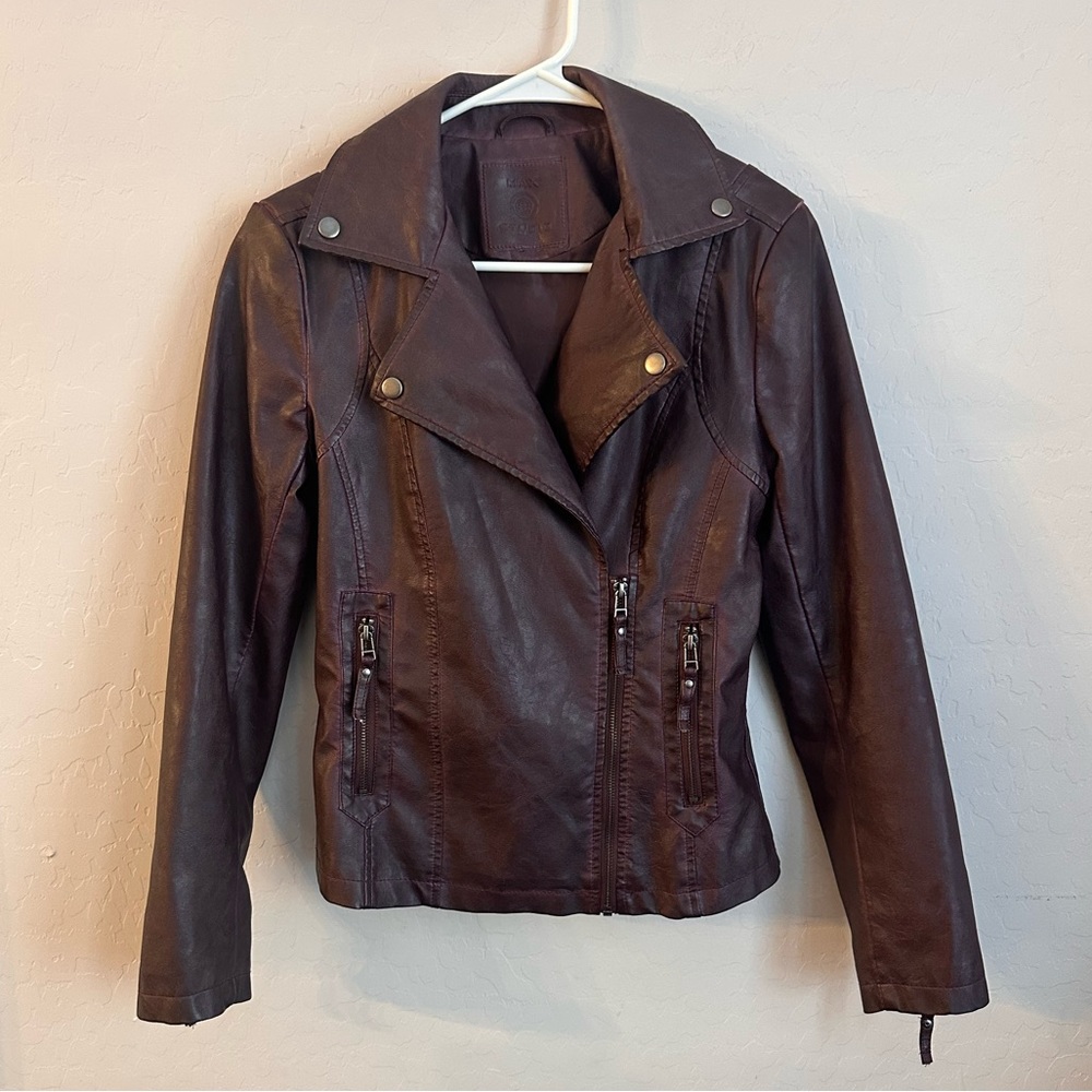Max Studio Women's faux leather Purple Moto Jacket (size xs)